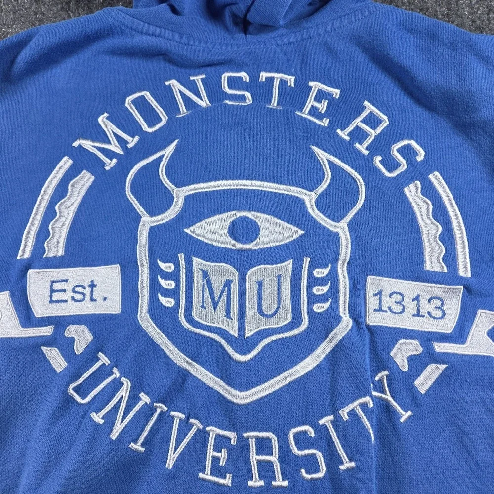 Disney Men's Monsters University Varsity Jacket Blue Hooded Size M